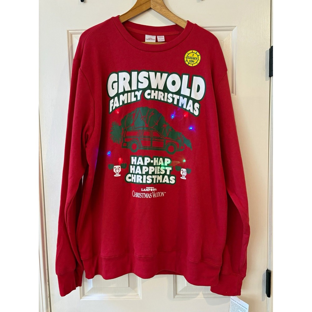 Mad Engine Christmas Vacation Griswold Family Light Up Sweatshirt Red 2XL NEW